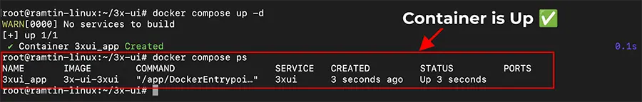 v2ray container is up